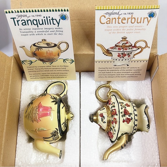 NEW 2 Vintage Nini Teapots Canterbury & Tranquility Trinket Box Keepsake - Picture 9 of 9